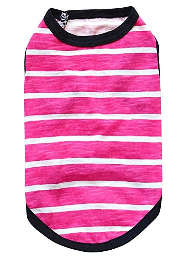 PETANGEL Drooling Stripes Print T-Shirt for Small Dogs | Breathable Cotton Sleeveless Shirt for Shih Tzu, Maltese, Yorkie, Toy Poodle etc. (Size: L, Chest :45cm, Neck Girth 32cm, Back Length 34cm) - Image 1